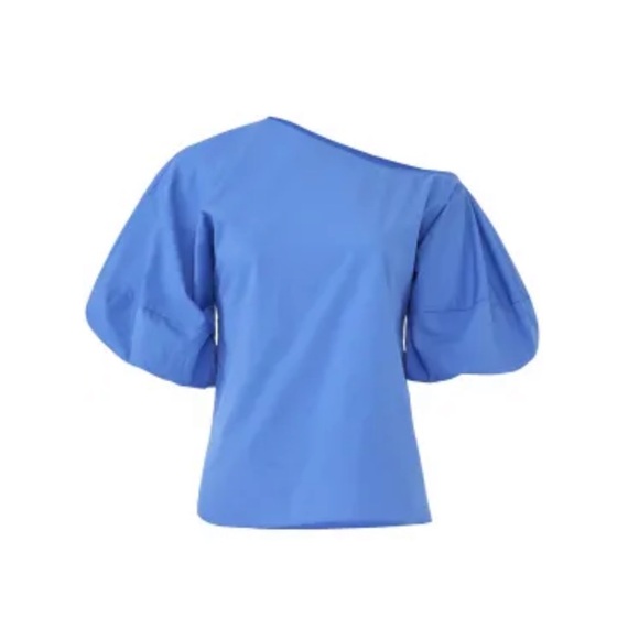 Amanda Uprichard | Dusk Mra Top Off the Shoulder Puff Sleeves Blue M - Picture 14 of 15